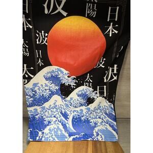 Fresh Laundry Japanese Japan Great Waves Sun Graphic T-Shirt Mens Small Black